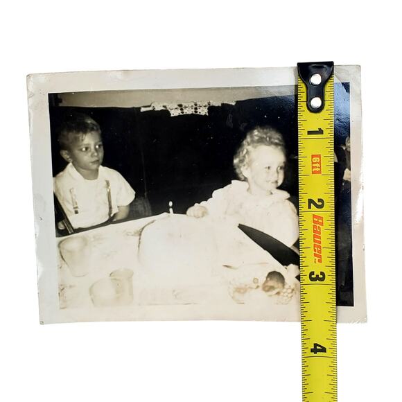 Vtg Baby Crying on First Birthday Monochrome Photography Found Snapshot B&W - Picture 3 of 4